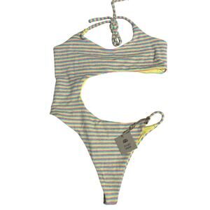 NWOT Toast x Free People‎ Signature Cut Out One Piece Swimsuit, Multi, Sz XL